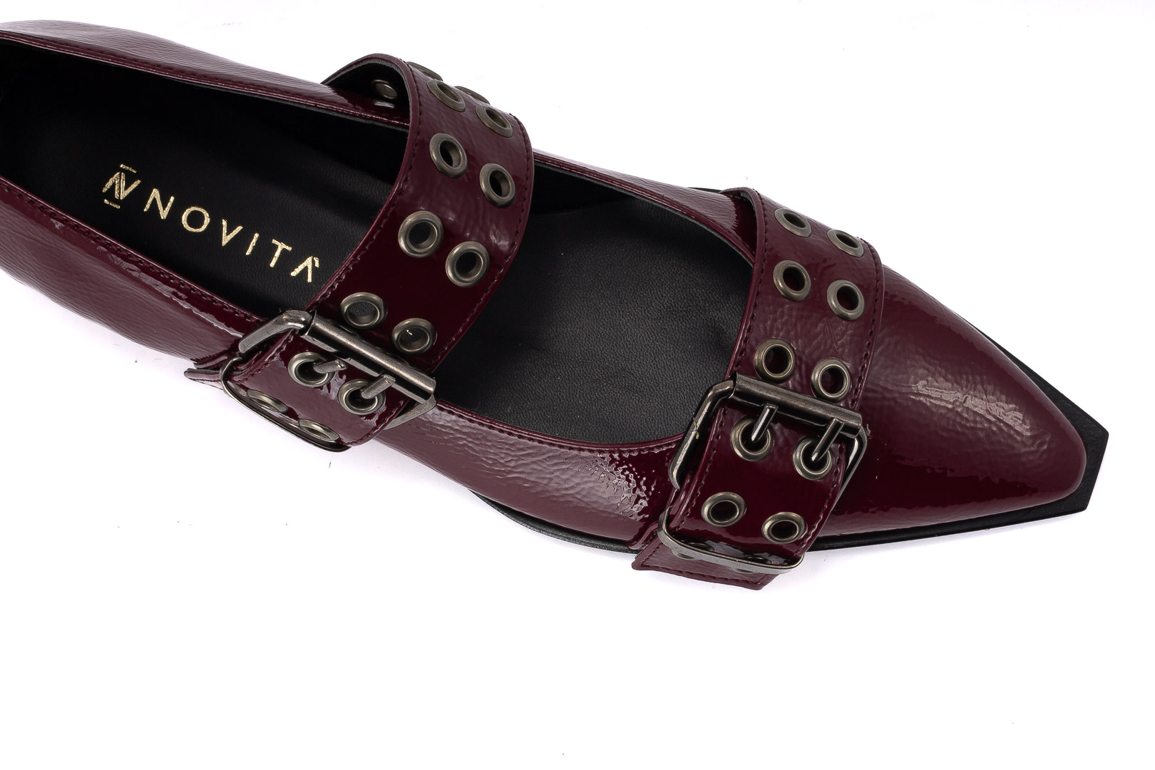 Ballerine Donna a Punta color Rosso Lucido Mary Jane Made in Italy
